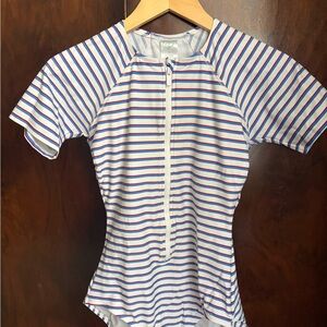 Kona Sol Blue and Red Striped Swimsuit